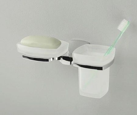 Стакан для зубных щеток с мыльницей WasserKRAFT Wern K-2526 Хром