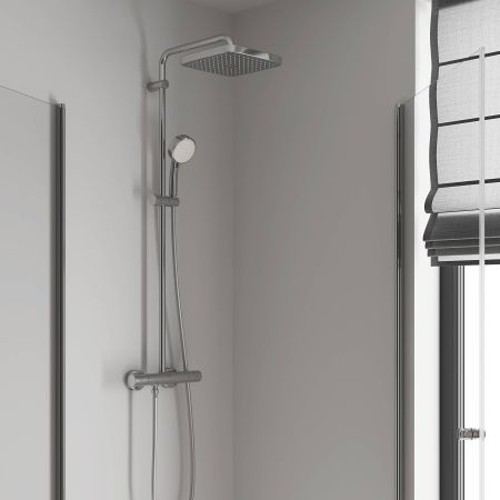 Душевая система GROHE Tempesta Cosmopolitan 250 CUBE с термостатом настенного монтажа, хром (26689000), артикул 26689000