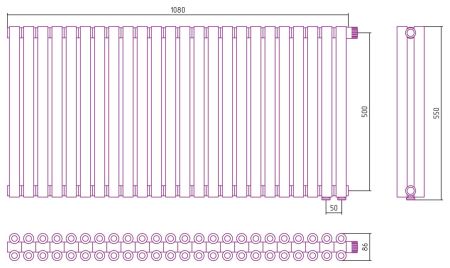 Отопительный радиатор ЭСТЕТ-00 н/ж EU50 500х1080 / 24 сек (БЕЛЫЙ), артикул 12-0322-5024