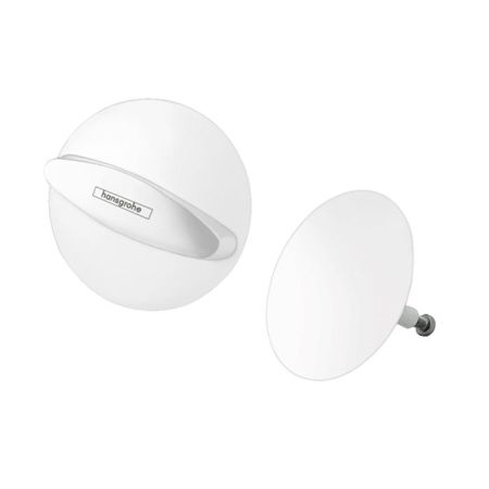 Крышка слива-перелива для ванн, Hansgrohe, Flexaplus наружная часть, для стандартных и нестандартных ванн, рукоятка и заглушка, регулировка перелива, цвет-белый матовый, артикул 58185700