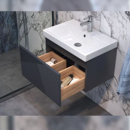 Тумба под раковину подвесная Velvex Edge tp.EDG.9696.60.1Y графит, 60 см, артикул tp.EDG.9696.60.1Y графит