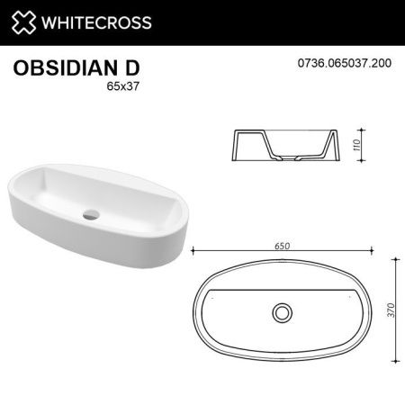 Умывальник WHITECROSS Obsidian D 65x37 (белый мат) иск. камень Умывальник WHITECROSS Obsidian D 65x37 (белый мат) иск. камень