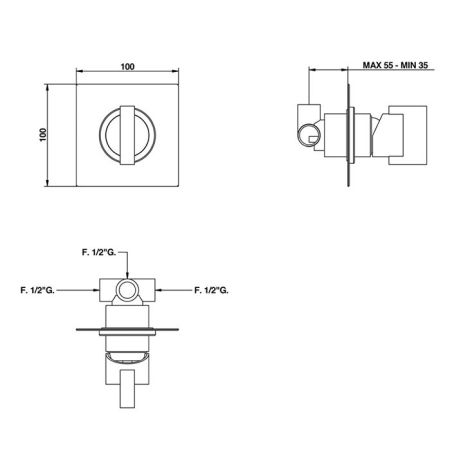 Bongio Domino Встраиваемый смеситель для душа, цвет хром, артикул 43524CRTRPR