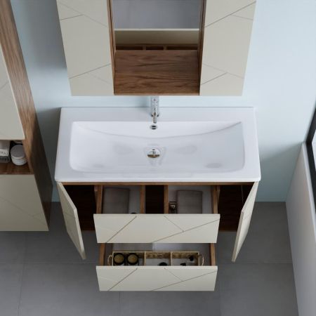 Тумба под раковину подвесная Бриклаер КРИСТАЛЛ латте, 100 см, артикул 4627125416897