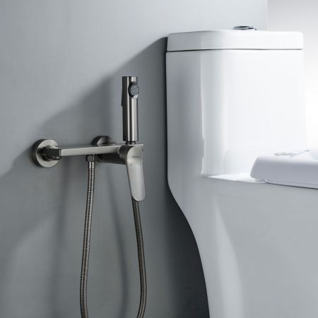 Гигиенический душ со смесителем Shevanik S4305T-1, оружейная сталь