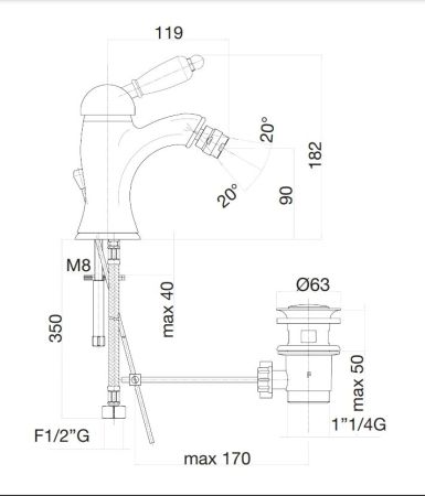 Смеситель для биде Fiore Imperiale 83ZZ5321, бронза