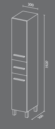 Шкаф пенал SanVit Сольвейг 30 psol с фактурой под дерево Кедр, артикул psol