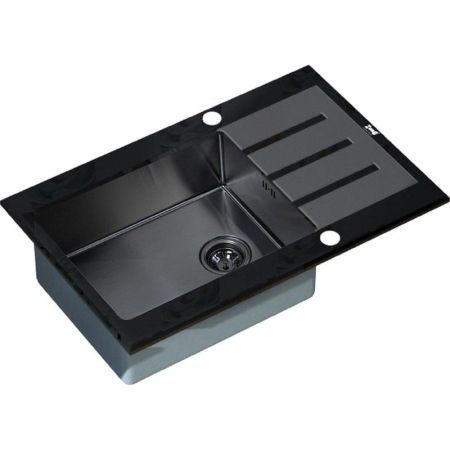 Кухонная мойка ZorG Glass GL-7851-BLACK-GRAFIT Черный / Графит, артикул GL-7851-BLACK-GRAFIT