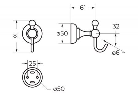 Крючок CEZARES APHRODITE-HK1, артикул APHRODITE-HK1-03/24-M