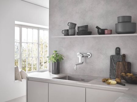 Смеситель для кухни GROHE Eurosmart 2021, настенный монтаж, вынос излива 277 мм, хром (32224003), артикул 32224003