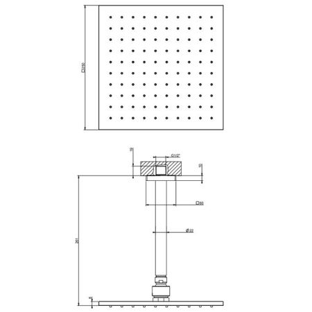 GESSI Rilievo Потолочная душевая головка шарнирная 250x250 мм на 1/2", цвет: хром