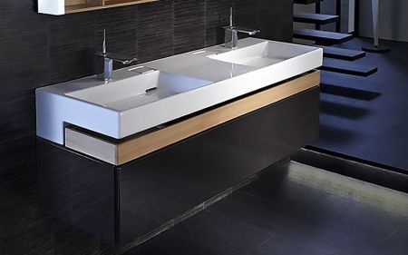 EXA9112-00 раковина-столешница TERRACE двойной, с подсветкой /150х49/ (бел), артикул EXA9112-00