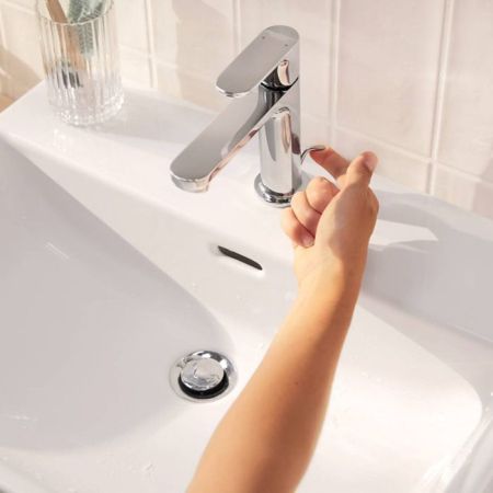 Смеситель для раковины, Hansgrohe, Rebris S, CoolStart, тип открывания воды-однорычажный, тип регулирования воды-керамический картридж, монтаж-на раковину/столешницу, отверстия для монтажа-1, высота, мм-303, вынос излива, мм-169, тип излива-неподвижный, д, артикул 72580000