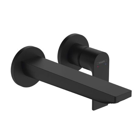 Смеситель для раковины, Hansgrohe, Rebris E, тип открывания воды-однорычажный, тип регулирования воды-керамический картридж, монтаж-настенный встраиваемый, отверстия для монтажа-2, вынос излива, мм-200, внутренняя часть-необходимо заказать, цвет-черный ма, артикул 72568670