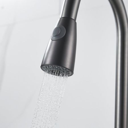 Смеситель для кухни с выдвижным изливом Raffine F213T, оружейная сталь