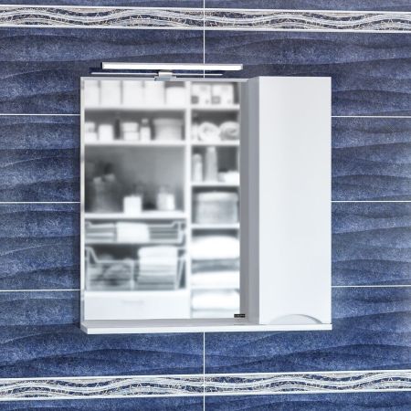 Зеркальный шкаф Санта Сатурн 70 см, 700274, с подсветкой, белый