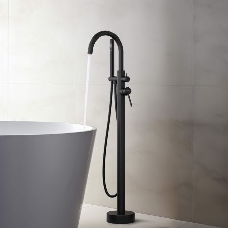 Смеситель для ванны напольный AQUATEK, матовый черный AQ1345MB ЕВРОПА