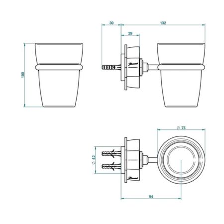 THG PETALE DE CRISTAL CLAIR LISERE DORE Стакан стеклянный, подвесной, цвет полированный хром, артикул U6E-F01-536