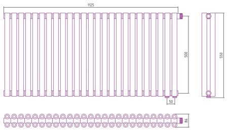 Отопительный радиатор ЭСТЕТ-00 н/ж EU50 500х1125 / 25 сек (Матовый БЕЛЫЙ)