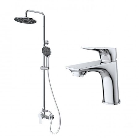 MARINO Комплект для ванной - душевая стойка и смеситель для раковины, артикул MARINO-DOCM/LVM-CRM