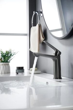 Cмеситель для раковины Knotlor KN-60/GM, оружейная сталь, артикул KN-60/GM