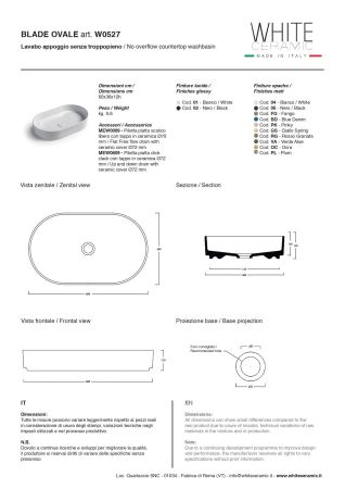 White Ceramic Blade, накладная овальная раковина 60x36x12h см, цвет кофейный матовый, артикул W0527CF