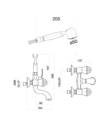 Смеситель для ванны Fiore XT SKY (SWAROVSKI®) 17OO0610, золото, артикул 17OO0610