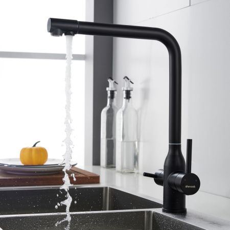 Смеситель для кухни с подключением фильтра Shevanik S248H, черный