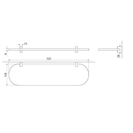 Полка стеклянная EXCELLENT 52 см Kobo (хром), артикул DOEX.1710CR