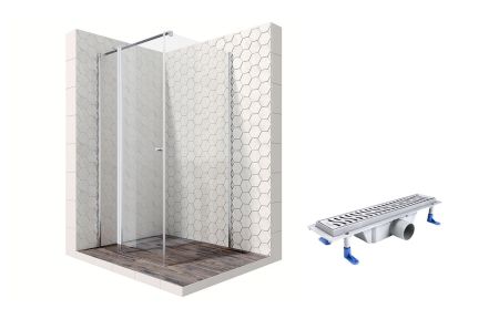 Душевой уголок Ambassador Nord 13011105-ST3, квадратный, линейный трап, 90х90, артикул 13011105-ST3