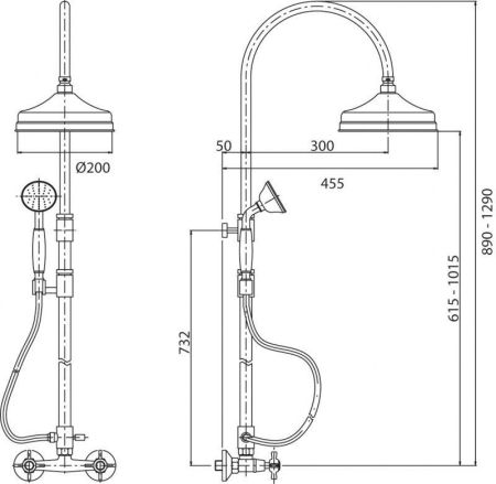 Душевая стойка со смесителем, верхним и ручным душем CEZARES LORD-CD, артикул LORD-CD-30-03/24-M