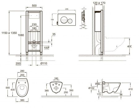 Комплект унитаза с инсталляцией Jacob Delafon Presquile E21743RU-00 с сиденьем Микролифт и клавишей смыва Хром, артикул E21743RU-00