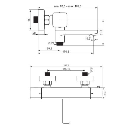 533000300 Gala термостатный смеситель для ванны - душа, чёрный, артикул 533000300