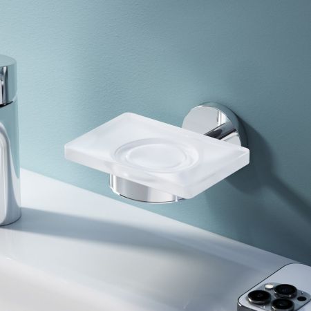 A85A34200 X-Joy, Стеклянная мыльница с настенным держателем, хром, артикул A85A34200