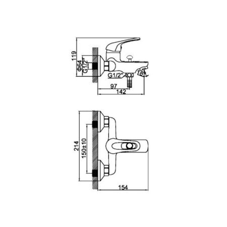 Смеситель для ванны D-Lin D130410, хром, артикул D130410
