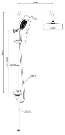 Душевая система, артикул: ST950N, ESKO, артикул ST950N