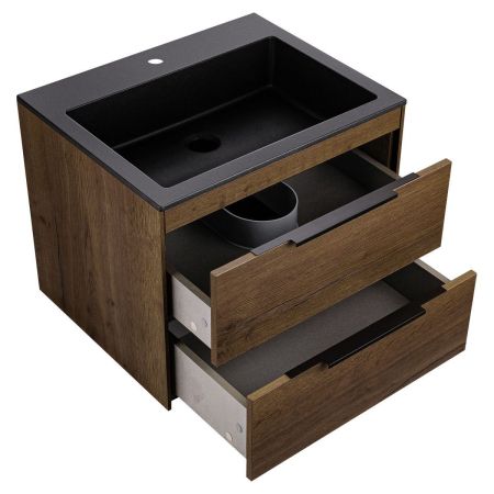 База под раковину Chiara 2D 600 подвесная, 2 выкатных ящика soft-close, T.Oak, артикул VMC-2C2600TO