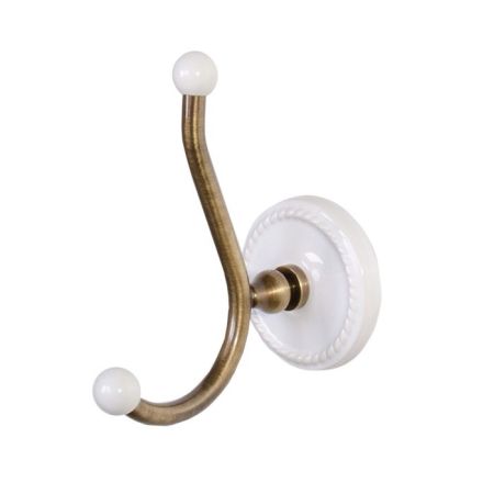 Devon DOROTHY вешалка-крючок настенный, держатель цвет: состаренная бронза/белый, артикул DOR413BR