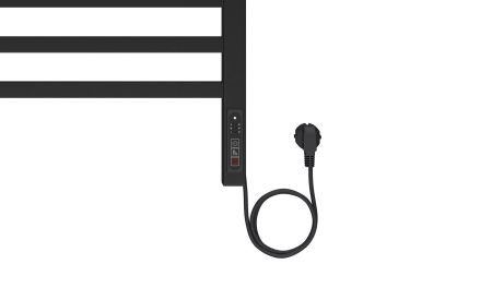 Полотенцесушитель электрический Aquatek (Акватек) Пандора П7 500х700 мм, черный муар, подключение скрытое к сети электропитания / электропровод с вилкой, с терморегулятором и таймером quick touch, нержавеющая сталь AISI 201, гарантия 5 лет, артикул AQ EL RPC0770BL