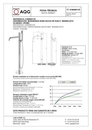 AQG Min, однорычажный напольный смеситель для ванны с дивертером, цвет хром
