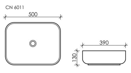 Умывальник чаша накладная прямоугольная Element 500*390*130мм CN6011, артикул CN6011