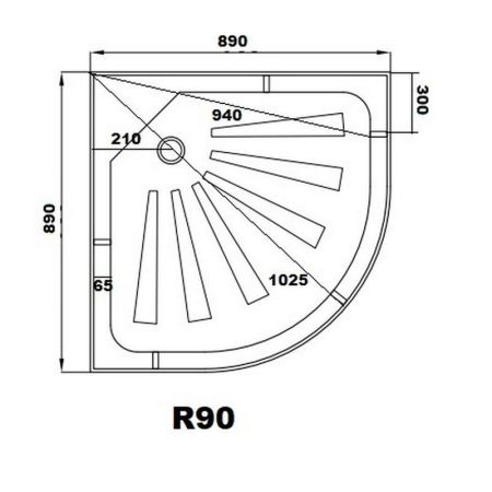 Поддон R90 Cerutti SPA полукруглый (90х90х12), артикул R90