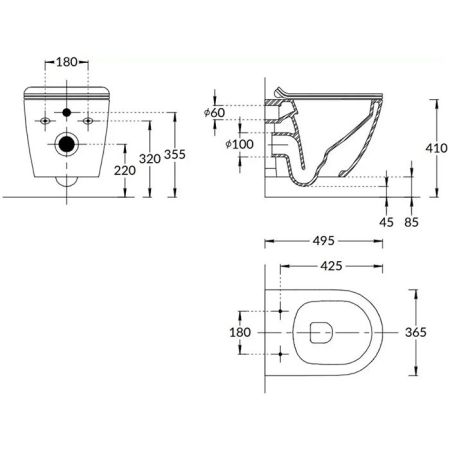 Унитаз Sfera подвесной безободковый с крепежом, белый глянцевый, артикул SF.wc.02