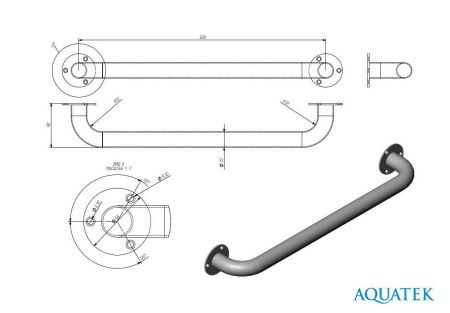 Поручень прямой настенный 500 мм, POR-0000001 Поручень прямой настенный 500 мм, POR-0000001
