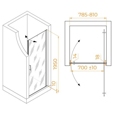 Душевая дверь RGW LE-003Gr (Матовое-Сатинат, 800)