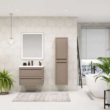 PLATINO  Шкаф подвесной с двумя распашными дверцами, Капучино матовый , 400x300x1500, AM-Platino-1500-2A-SO-CM, артикул AM-Platino-1500-2A-SO-CM