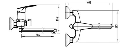 Смеситель Land для ванны., с изл. 350 мм, с акс., артикул: LND31, артикул LND31