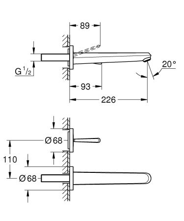 Смеситель для раковины GROHE Eurodisc Joy (излив 230 мм), внешняя часть, хром (19969000)