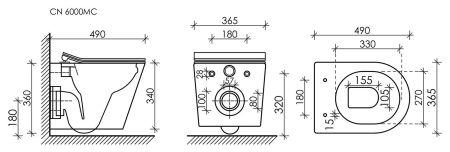 Подвесной унитаз Balearica Rimless (цвет Капучино Матовый) CN6000MC, артикул CN6000MC