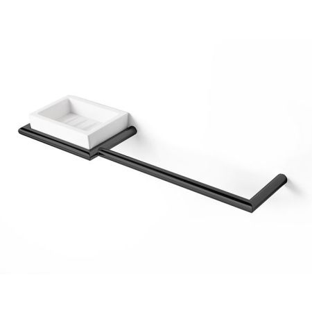 3SC Guy Полотенцедержатель и мыльница слева, подвесная, композит Solid Surface, цвет: белый матовый/черный матовый, артикул GU10SXNO